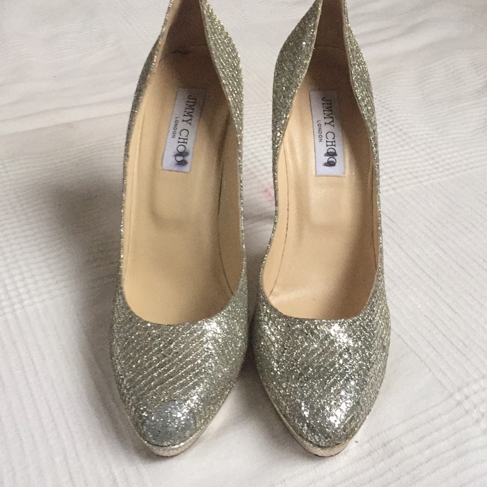 Silver Jimmy Choo Pumps 4.5 inch (12cm)
